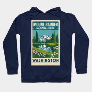 A Vintage Travel Art of the Mount Rainier National Park - Washington - US Hoodie